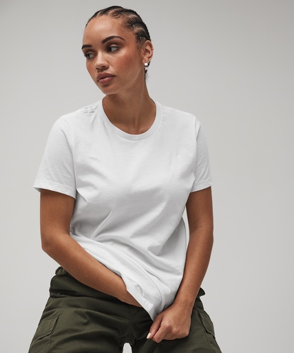 [BE046WHITS] Women's relaxed Jersey short sleeve tee (White, S)