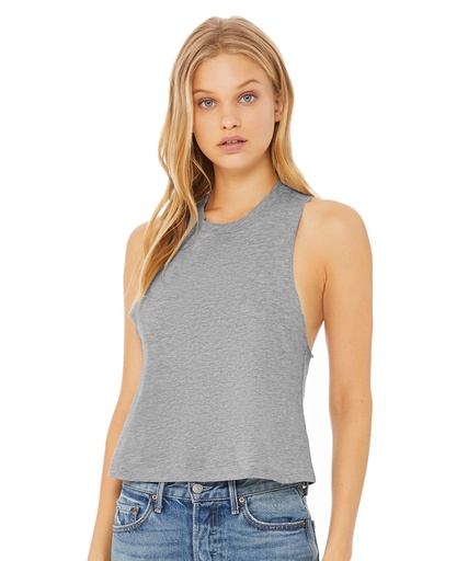 [BE127HNAVS] Women's racerback cropped tank (Heather Navy, S)