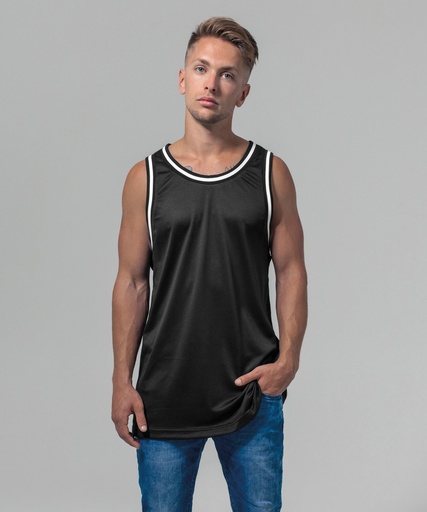 [BY009WHBKS] Mesh tank top (White/Black, S)