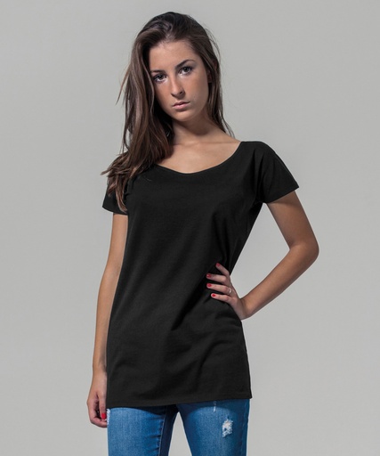 [BY039WHITXS] Women's wide neck tee (White, XS)