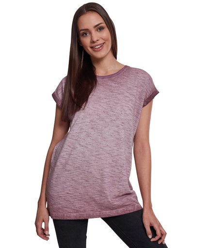 [BY056BURGXS] Women's spray dye extended shoulder tee (XS)