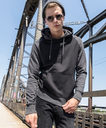 [BY077BKCHS] Raglan hoodie (Black/Charcoal, S)