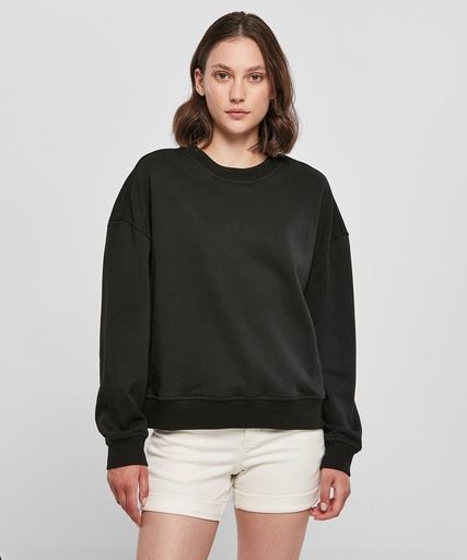 [BY212WHITXS] Womenís oversized crew neck sweatshirt (White, XS)