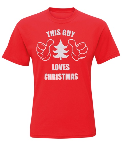 [CJ200REDDM] Men's "This Guy Loves Christmas" short sleeve tee (M)