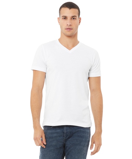 [CV009WHITS] Unisex Jersey v-neck t-shirt (White, S)