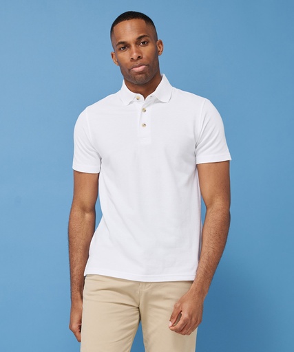 [HB100WHITXS] Classic cotton piquÈ polo with stand-up collar (White, XS)