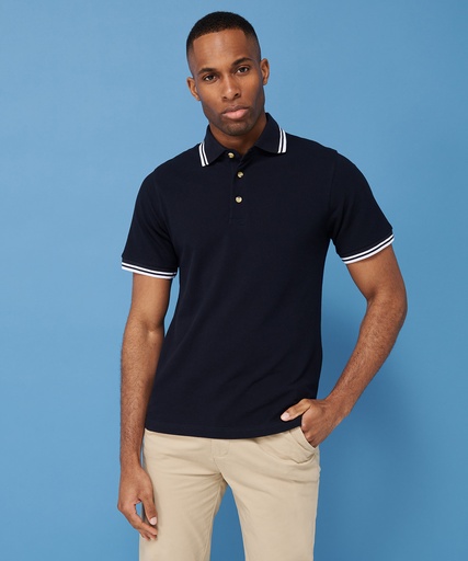 [HB150BKWHS] Double tipped collar and cuff polo shirt (Black White tipping, S)