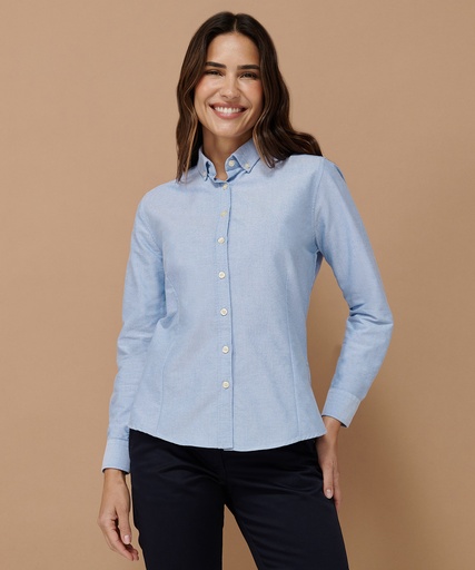 [HB513WHITXS] Women's modern long sleeve Oxford shirt (White, XS)