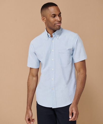 [HB515WHITS] Short sleeve classic Oxford shirt (White, S)