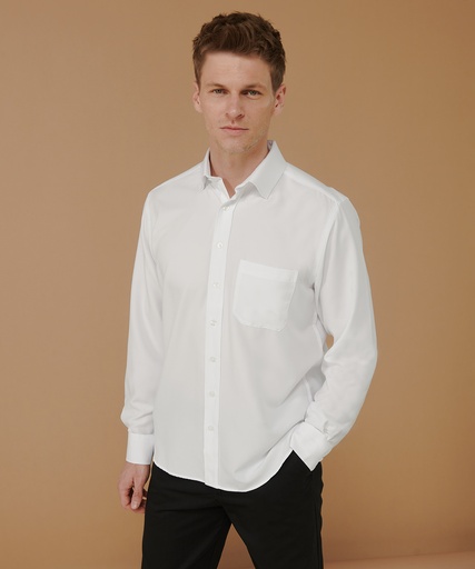 [HB590WHITS] Wicking antibacterial long sleeve shirt (White, S)