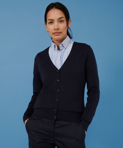 [HB726NAVYXS] Women's v-neck cardigan (Navy, XS)