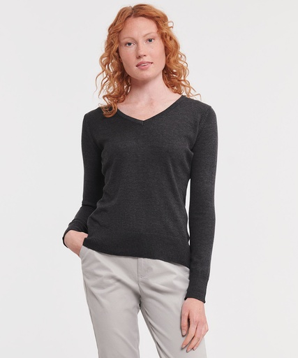 [J710FFNAVXS] Women's v-neck knitted sweater (French Navy, XS)