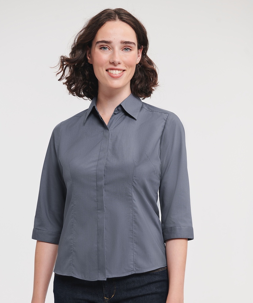 Women's æ sleeve polycotton easycare fitted poplin shirt