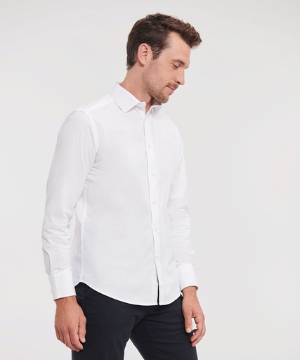 [J946MWHITS] Long sleeve easycare fitted shirt (White, S)