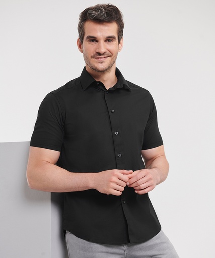 [J947MWHITS] Short sleeve easycare fitted shirt (White, S)