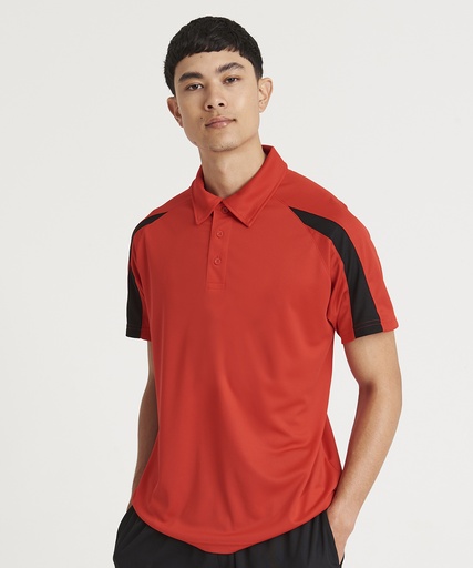 [JC043AWFRS] Contrast cool polo (Arctic White/Fire Red, S)