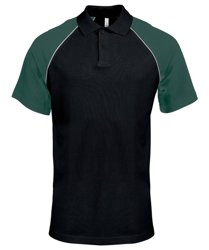 [KB226BKLGS] Black/Light Grey/Green, S (Polo baseball contrast polo shirt) 