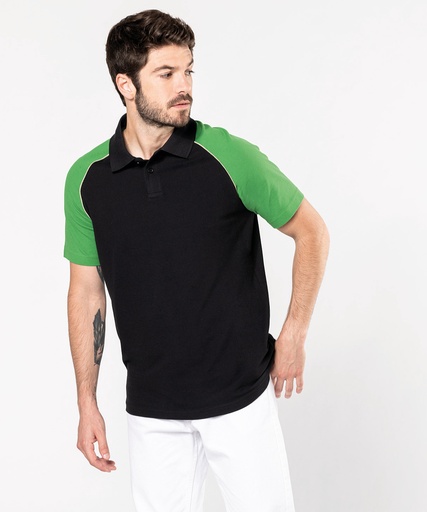 [KB226BKLGS] Polo baseball contrast polo shirt (Black/Light Grey/Green, S)