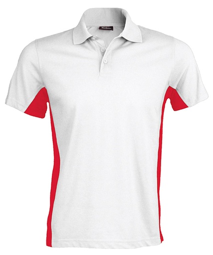 [KB232WHRDS] White/Red, S (Flags short sleeve bi-colour polo shirt) 