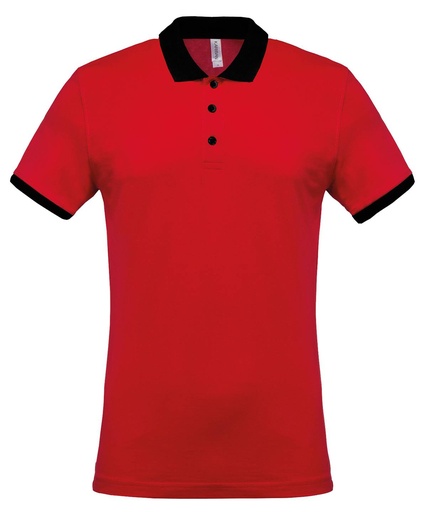 [KB258RDBKS] Red/Black, S (Two-tone piqué polo shirt) 