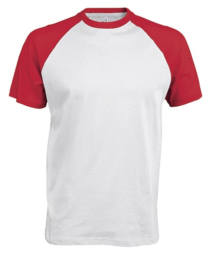 [KB330WHRDS] White/Red, S (Baseball Short-sleeved two-tone T-shirt) 