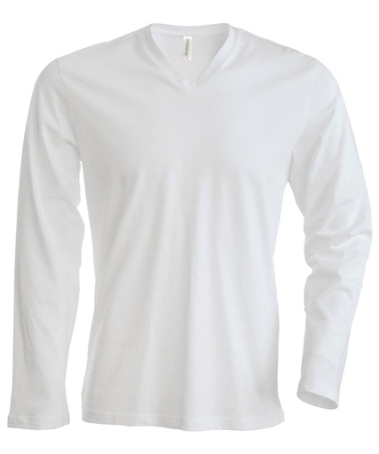 [KB358WHITS] White, S (Men's long-sleeved V-neck T-shirt) 