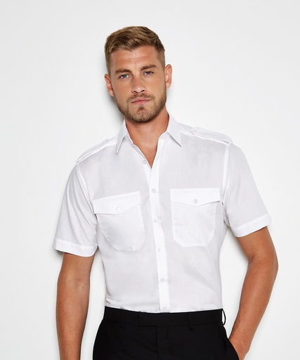 [KK133WHIT14.5] Pilot shirt short-sleeved (tailored fit) (14.5)