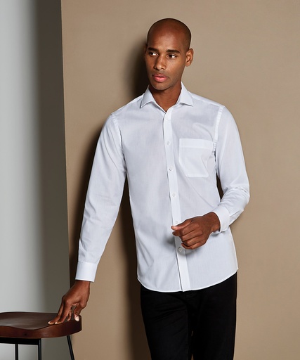 [KK142WHIT14.5] Poplin shirt long-sleeved (tailored fit) (White, 14.5)