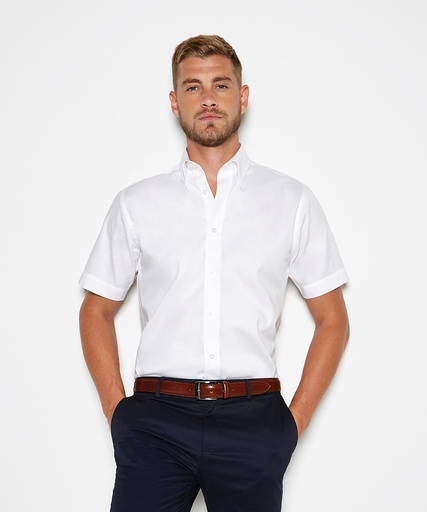 [KK187WHIT14.5] Premium Oxford shirt short-sleeved (tailored fit) (White, 14.5)