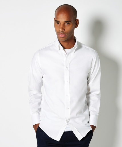 [KK188WHIT14.5] Premium Oxford shirt long-sleeved (tailored fit) (White, 14.5)