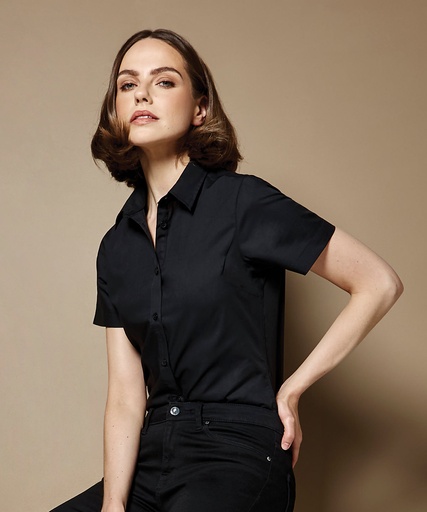 [KK241WHIT8] Women's poplin shirt short sleeve (White, Wom 8)