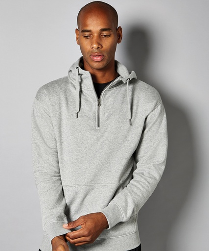 [KK336HGREXS] Regular fit 1/4 zip hoodie (Heather Grey, XS)