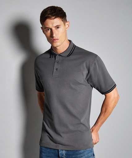 [KK409BKCHS] Tipped collar polo (classic fit) (Black/Charcoal, S)