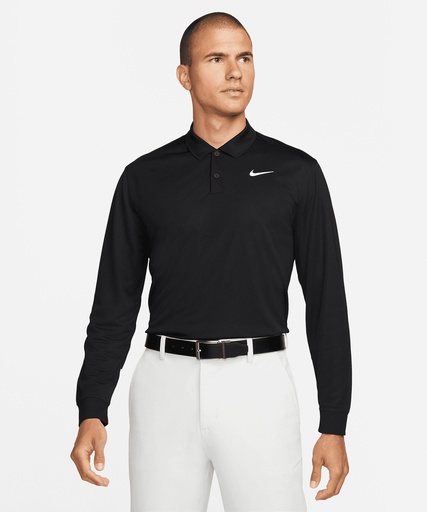 [NK354WHBKS] Nike Dri-FIT Victory solid long sleeve polo (White/Black, S)