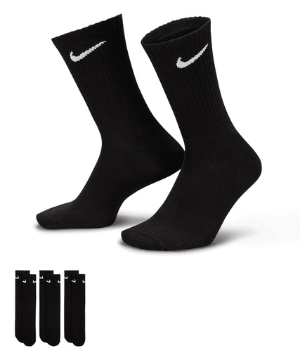 [NK359WHBKS] Nike everyday crew socks (3 pairs) (White/Black, S)