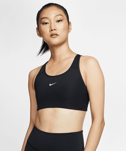 [NK379WHBKXS] Womenís Nike Dri-FIT Swoosh one-piece bra (White/Black, XS)