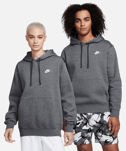 [NK387BKBWS] Nike Club hoodie (Black/Black/White, S)