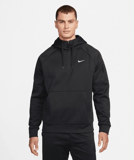 [NK390BKBWS] Nike menís 1/4 zip fitness hoodie (Black/Black/White, S)