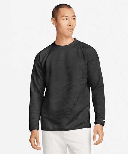 [NK394BKBWS] Nike Dri-FIT Tour crew quilted top (Black/Black/White, S)