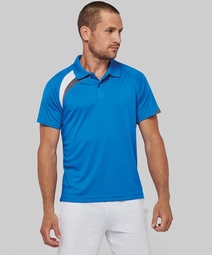 [PA457RWSGS] Adults' short-sleeved sports polo shirt (Royal Blue/White/Storm Grey, S)