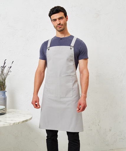 [PR129NAVY] Cross back 'barista' bib apron (Navy)