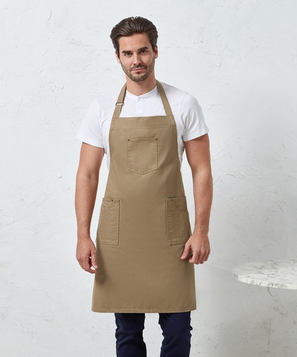 [PR132NAVY] Chino cotton bib apron (Navy)