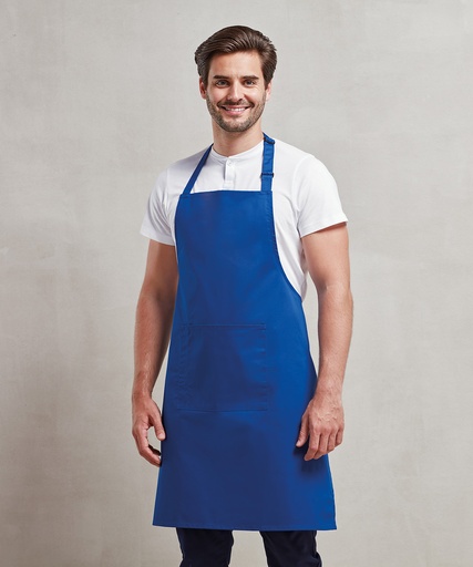 [PR154WHIT] Colours bib apron with pocket (White)