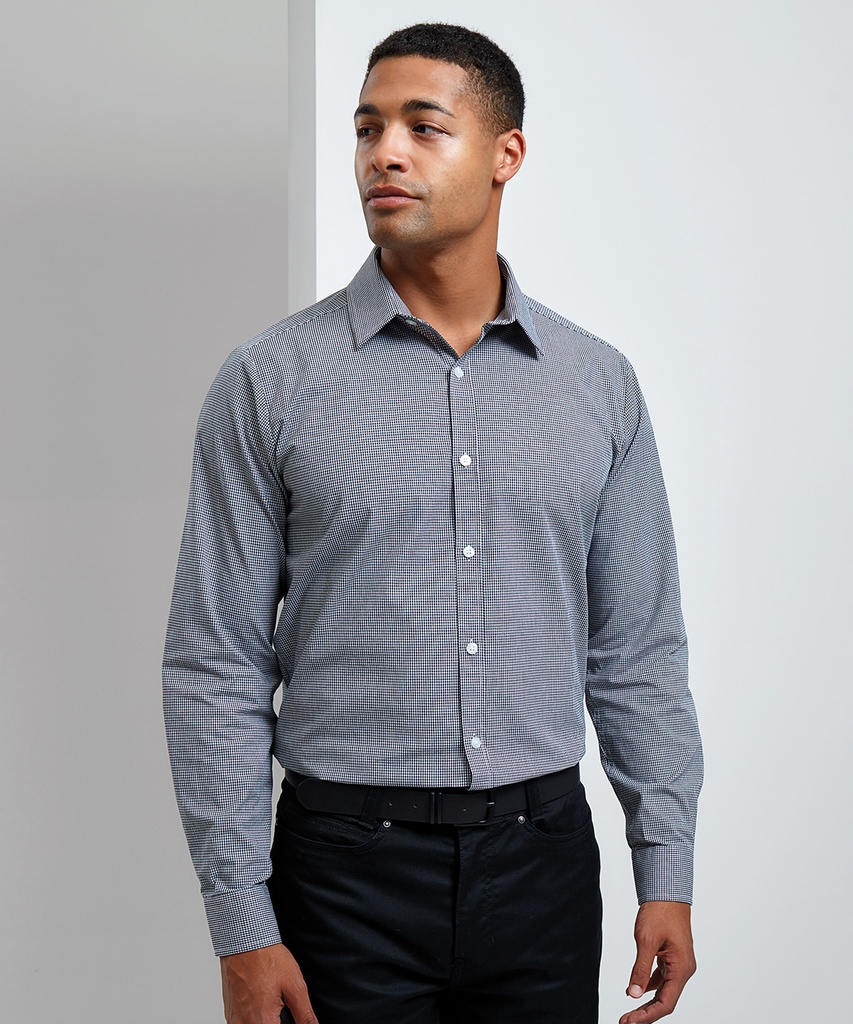 Microcheck (Gingham) long sleeve cotton shirt