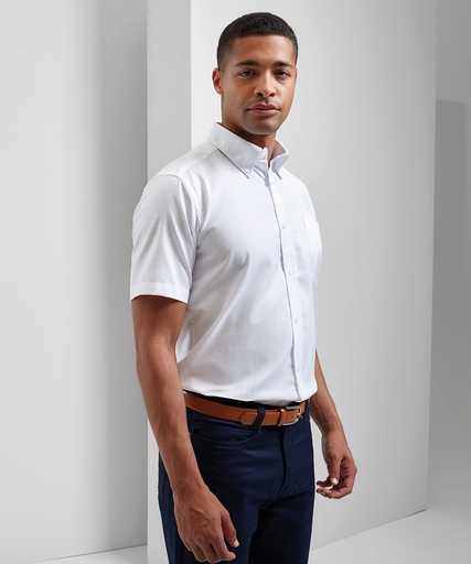 [PR236WHIT14.5] Signature Oxford short sleeve shirt (White, 14.5)