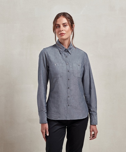 [PR347INDEXS] Womenís Chambray shirt, organic and Fairtrade certified (Indigo Denim, XS)