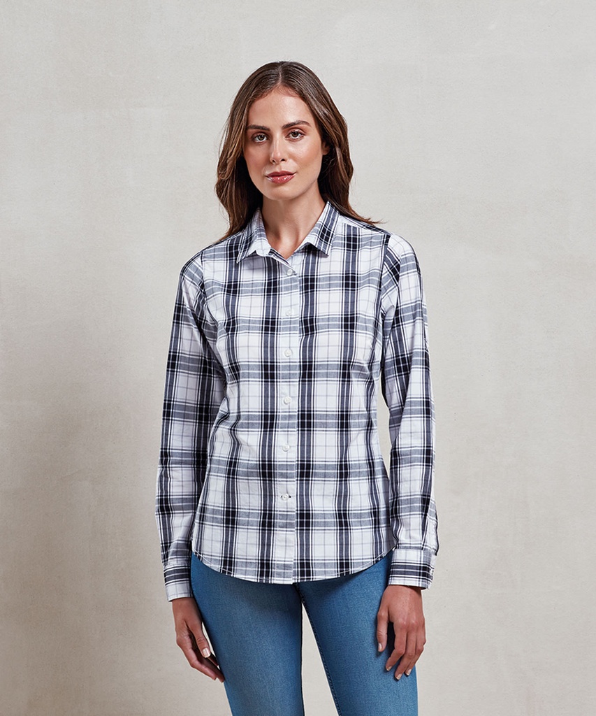 Women's Ginmill check cotton long sleeve shirt