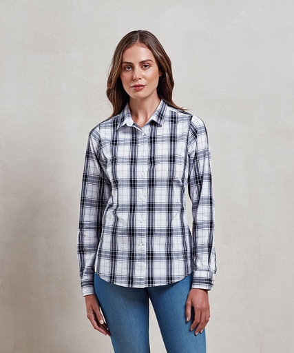 [PR354BKWHXS] Women's Ginmill check cotton long sleeve shirt (XS)