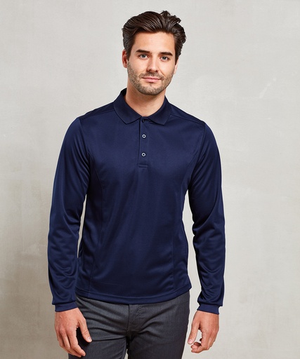 [PR617NAVYXS] Long sleeve CoolcheckerÆ piquÈ polo (Navy, XS)