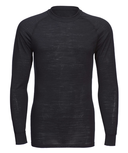 [PW182BLACS] Merino wool crew neck long sleeve top (S)